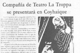 Compañía de teatro La Troppa se presentará en Coyhaique Compañía de teatro La Troppa se presentará en Coyhaique