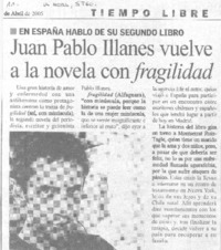 Juan Pablo Illanes vuelve a la novela con fragilidad.