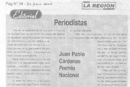 Periodistas : Juan Pablo Cárdenas Premio Nacional Periodistas : Juan Pablo Cárdenas Premio Nacional