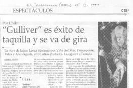 "Gulliver" es éxito de taquilla y se va de gira "Gulliver" es éxito de taquilla y se va de gira