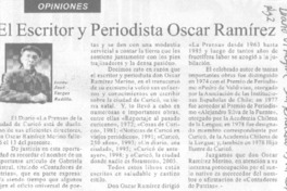 El Escritor y periodista Oscar Ramírez El Escritor y periodista Oscar Ramírez