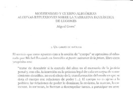 Modernismo y cuerpo alegórico: Algunas reflexiones sobre la narrativa fantástica de Lugones Modernismo y cuerpo alegórico: Algunas reflexiones sobre la narrativa fantástica de Lugones