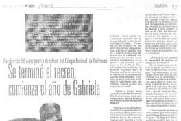 Se terminó el recreo, comienza el año de Gabriela Se terminó el recreo, comienza el año de Gabriela
