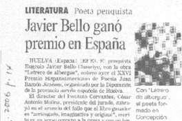 Javier Bello ganó premio en España Javier Bello ganó premio en España