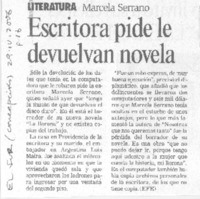 Escritora pide le devuelvan novela Escritora pide le devuelvan novela