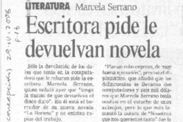 Escritora pide le devuelvan novela Escritora pide le devuelvan novela
