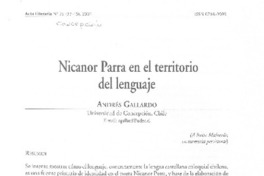 Nicanor Parra en el territorio del lenguaje Nicanor Parra en el territorio del lenguaje
