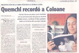 Presentación de la obra póstuma La última carta : Quemchi recordó a Coloane Presentación de la obra póstuma La última carta : Quemchi recordó a Coloane