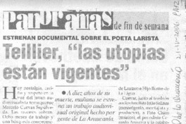 Teillier, "las utopías están vigentes" Teillier, "las utopías están vigentes"