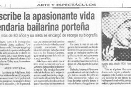 Libro describe la apasionante vida de legendaria bailarina porteña Libro describe la apasionante vida de legendaria bailarina porteña