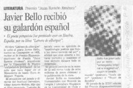 Javier Bello recibió su galardón español Javier Bello recibió su galardón español