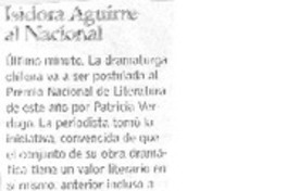 Isidora Aguirre al Nacional Isidora Aguirre al Nacional