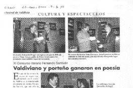 Valdiviano y porteño ganaron en poesía Valdiviano y porteño ganaron en poesía