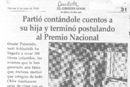 Partió contándole cuentos a su hija y termimó postulando al Premio Nacional