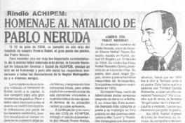 Homenaje al natalicio de Pablo Neruda Homenaje al natalicio de Pablo Neruda