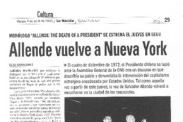Allende vuelve a Nueva York Allende vuelve a Nueva York