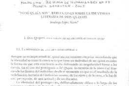 "Yo se quién soy". Reflexiones sobre la identidad literaria de Don Quijote "Yo se quién soy". Reflexiones sobre la identidad literaria de Don Quijote