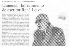 Lamentan fallecimiento de escritor René Leiva. Lamentan fallecimiento de escritor René Leiva.