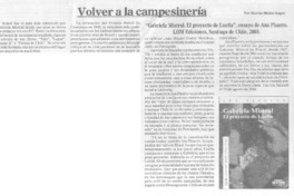 Volver a la campesinería Volver a la campesinería