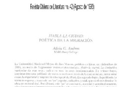 Habla la ciudad: Poética de la migración Habla la ciudad: Poética de la migración