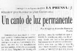 Un canto de luz permanente Un canto de luz permanente