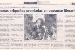 Alejandro y Eliana Ortega serán homenajeados hoy en Santiago : plumas ariqueñas, premiadas en concurso literario Alejandro y Eliana Ortega serán homenajeados hoy en Santiago : plumas ariqueñas, premiadas en concurso literario