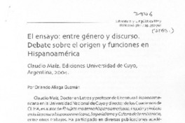 El ensayo: entre género y discurso El ensayo: entre género y discurso