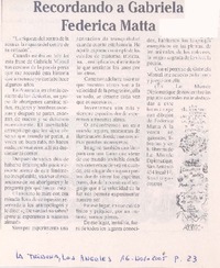 Recordando a Gabriela