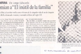 Literatura : De Jorge Edwards premian a "El Inútil de la familia"