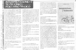 Interpretaciones y testimonios: poemario trágico Interpretaciones y testimonios: poemario trágico