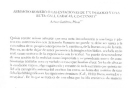 Armando Romero o las estaciones de un diálogo y una ruta: Cali, Caracas, Cincinnati Armando Romero o las estaciones de un diálogo y una ruta: Cali, Caracas, Cincinnati