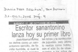 Escritor sanantonino lanza hoy su primer libro Escritor sanantonino lanza hoy su primer libro