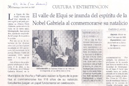 El Valle de Elqui se inunda del espíritu de la Nobel Gabriela al conmemorarse su natalicio El Valle de Elqui se inunda del espíritu de la Nobel Gabriela al conmemorarse su natalicio