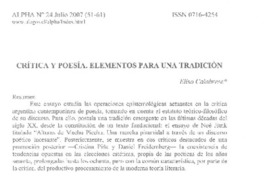Crítica y poesía, elementos para una tradición Crítica y poesía, elementos para una tradición