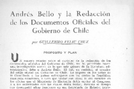 Andrés Bello y la redacción de los documentos oficiales del Gobierno de Chile Andrés Bello y la redacción de los documentos oficiales del Gobierno de Chile
