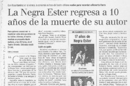 La Negra Ester regresa a 10 años de la muerte de su autor La Negra Ester regresa a 10 años de la muerte de su autor