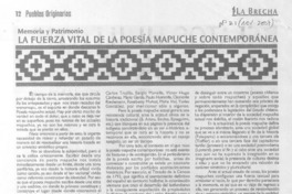 La fuerza vital de la poesía mapuche contemporánea