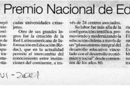 Falleció Premio Nacional de Educación 1999  [artículo]