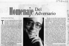 Homenaje del adversario  [artículo] Francisco José Folch