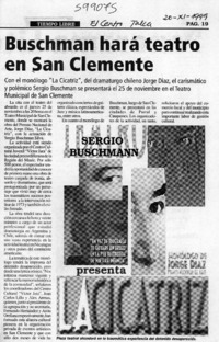 Buschman hará teatro en San Clemente  [artículo]