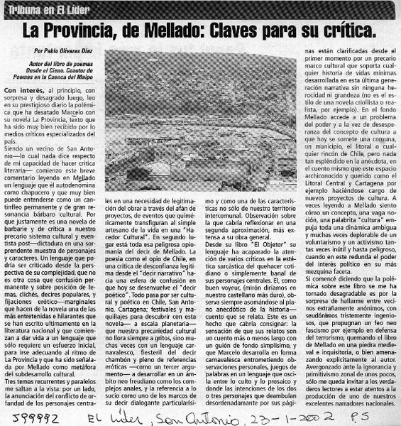 La Provincia, de Mellado, claves para su crítica  <artículo> Pablo Olivares Díaz
