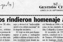 Poetas latinos ridieron homenaje a Neruda  [artículo]