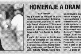 Homenaje a dramaturgo Jorge Díaz  [artículo]