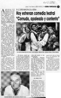 Hoy estrenan comedia teatral "Cornudo, apaleado y contento"  [artículo]