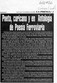 Poeta, curicano y en antología de Poesía Ferroviaria  [artículo]
