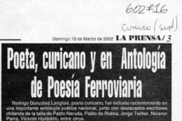 Poeta, curicano y en antología de Poesía Ferroviaria  [artículo]