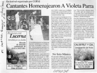 Cantantes homenajearon a Violeta Parra  [artículo]
