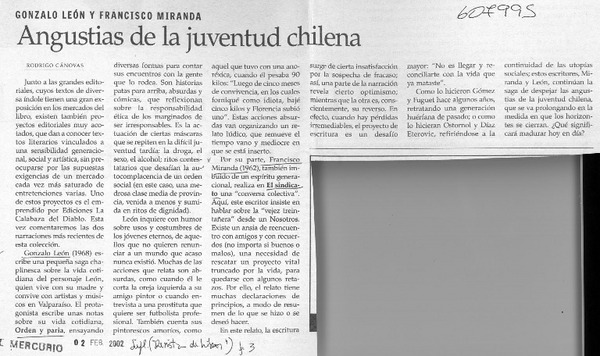 Angustias de la juventud chilena  [artículo] Rodrigo Cánovas