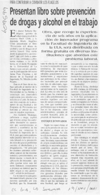 Presentan libro sobre prevención de drogas y alcohol en el trabajo