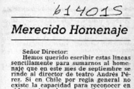 Merecido homenaje  [artículo] Cecilia Echeñique <y> Ignacio Walker